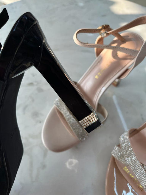 Shimmer Detail Chunky Heel